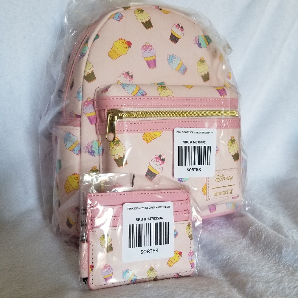 Loungefly x Disney princess ice cream minibackpack + cardholder. - Picture 2 of 6